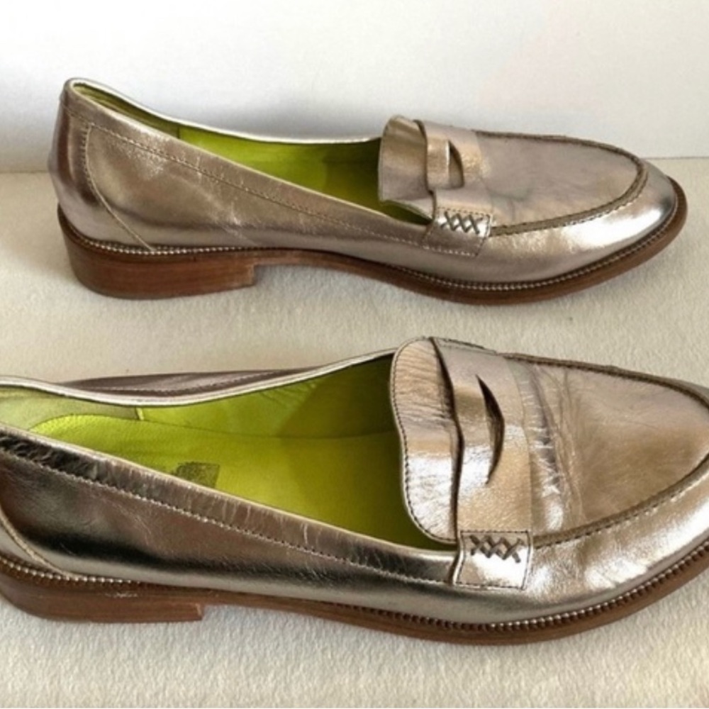 Boden Silver Metallic Penny Loafers